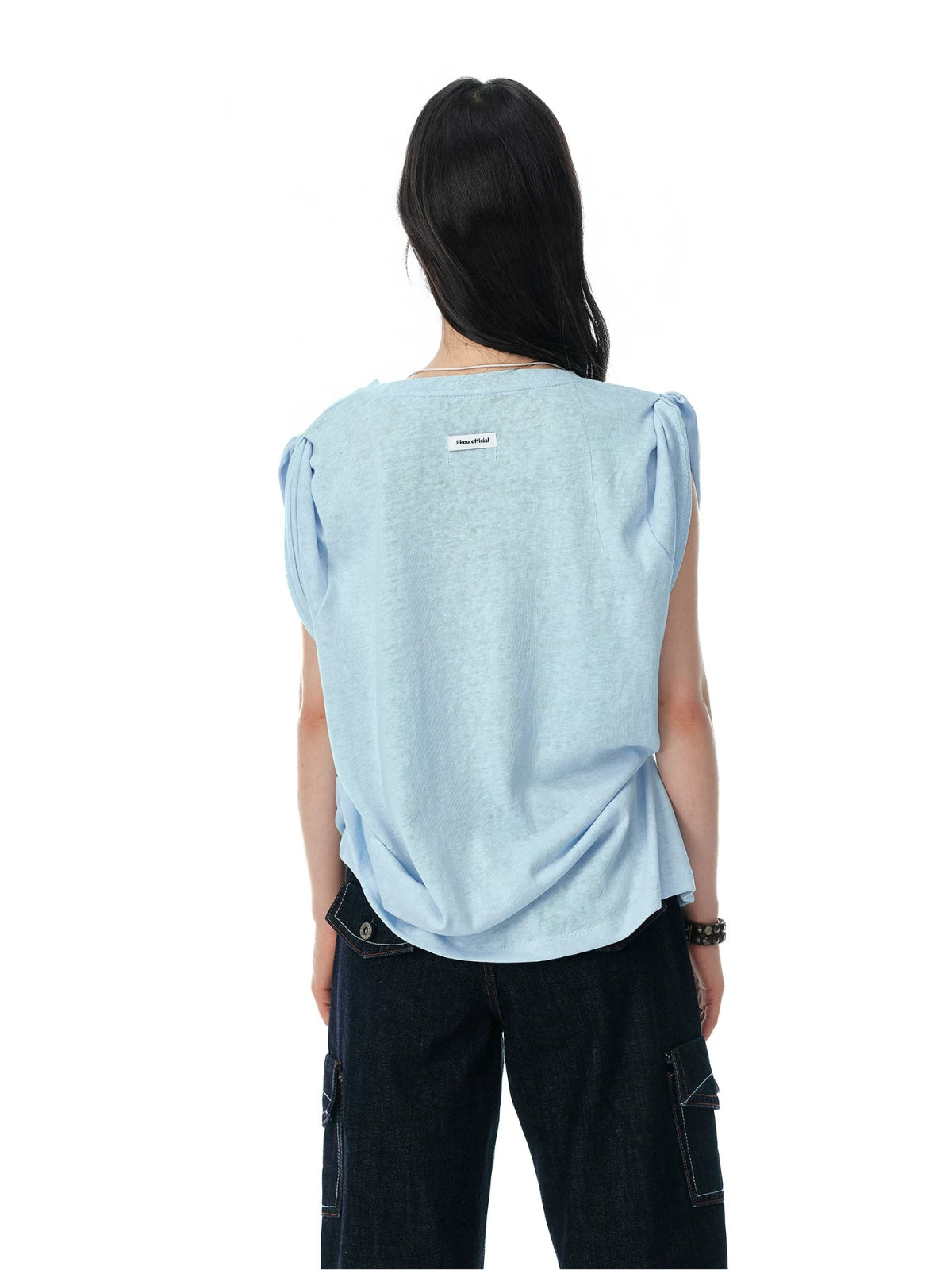 Textured Cotton Sleeveless T-Shirt