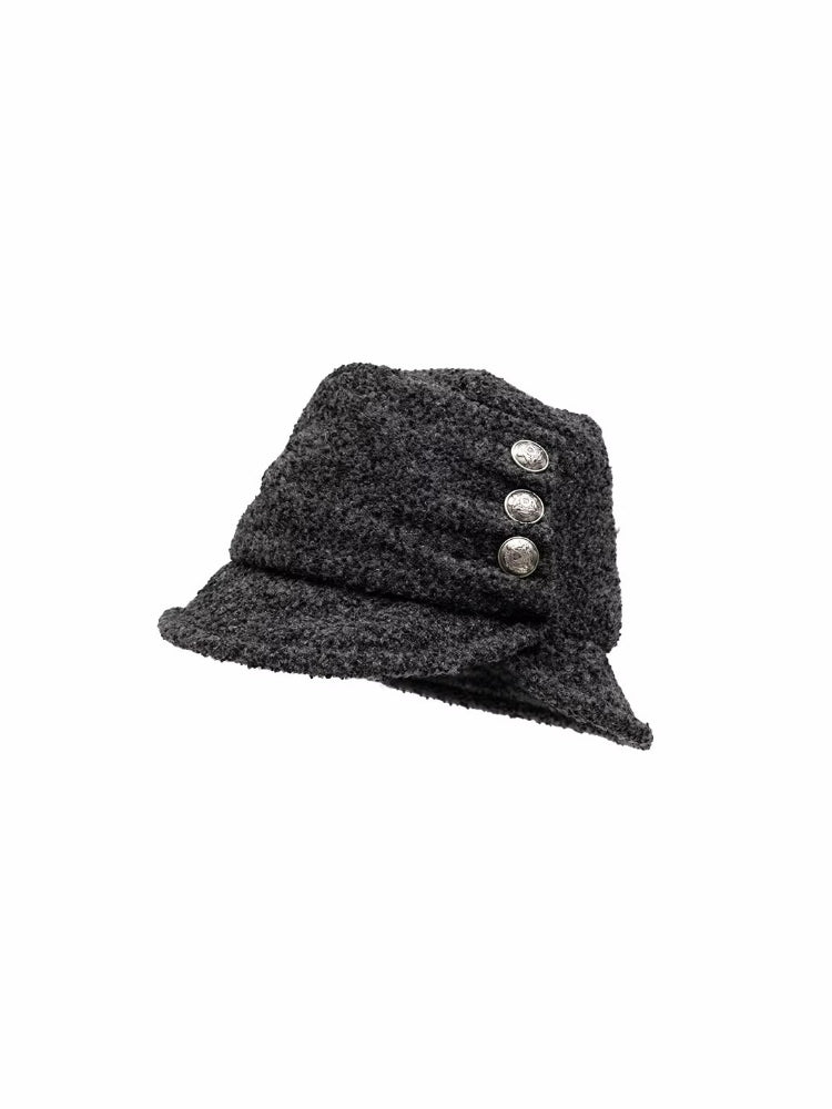 Tweed Ruched Bucket Hat