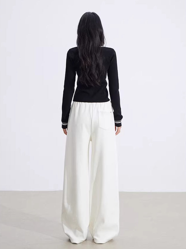 Curved Drape Wide-Leg Pants