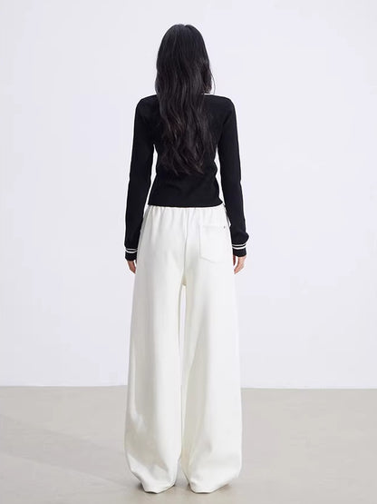 Curved Drape Wide-Leg Pants