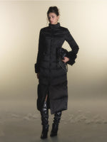 White Duck Down Waist-Coated Long Down Jacket