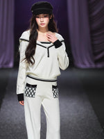Sailor-Collar Knit Two-Piece Set