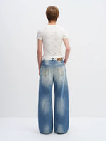 Vintage Washed Flared Low-Rise Jeans