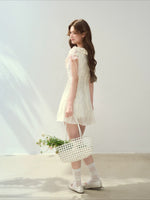 Rose Embroidery Square Neck Dress