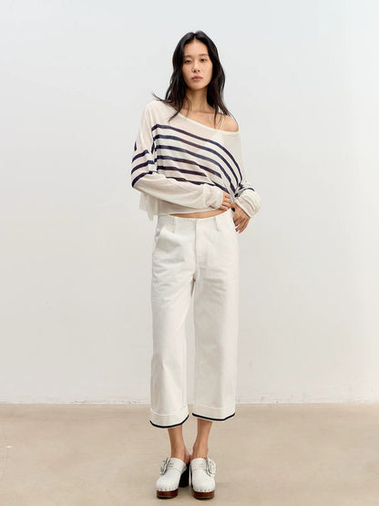 Striped Off Shoulder Knit