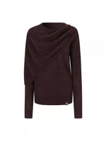 Asymmetrical Shawl Knit Sweater