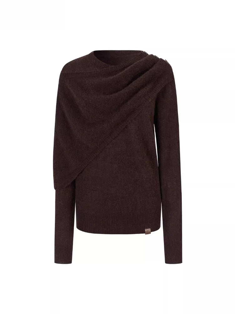 Asymmetrical Shawl Knit Sweater