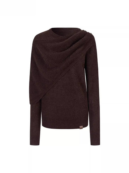 Asymmetrical Shawl Knit Sweater