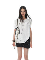 Textured Cotton Sleeveless T-Shirt