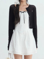 Bow Tube Dress & Cardigan Set