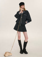 Reversible Plaid Stand Collar Jacket