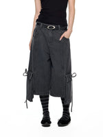 Washed Denim Cargo Pants