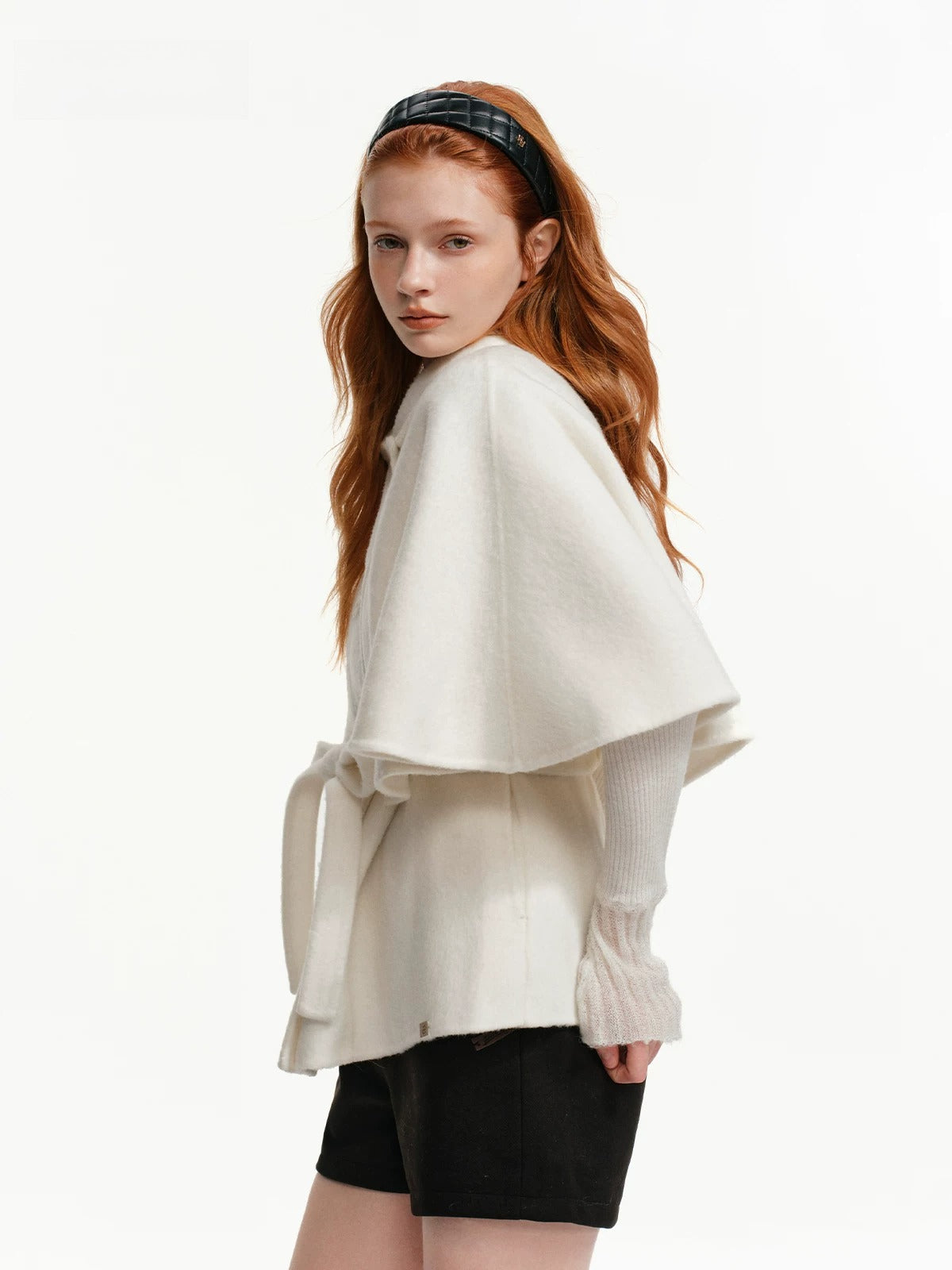 Layered Cape Belted Wool Coat