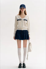 Beige Sailor Cardigan Set