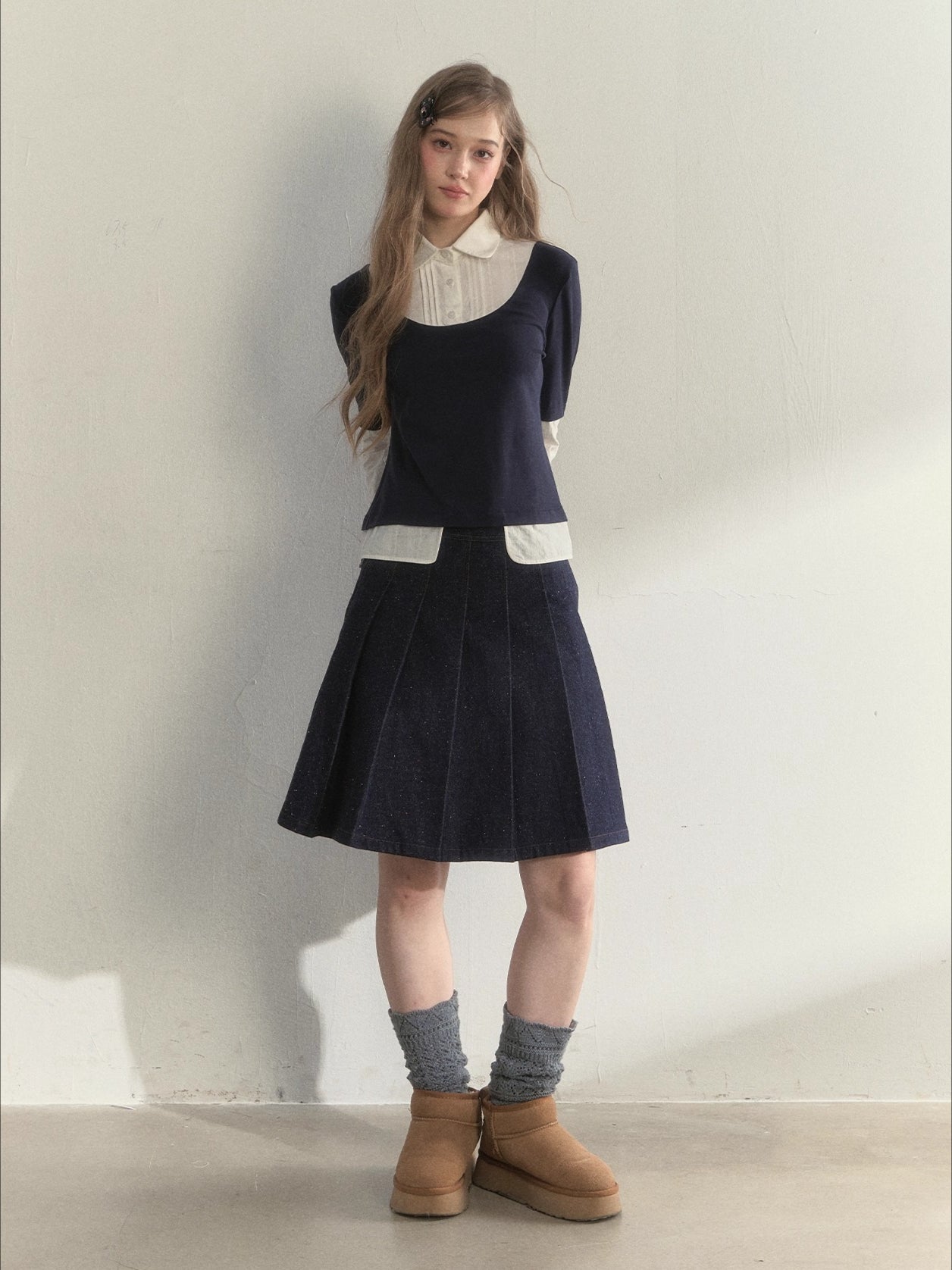 Layered Shirt Knit Top