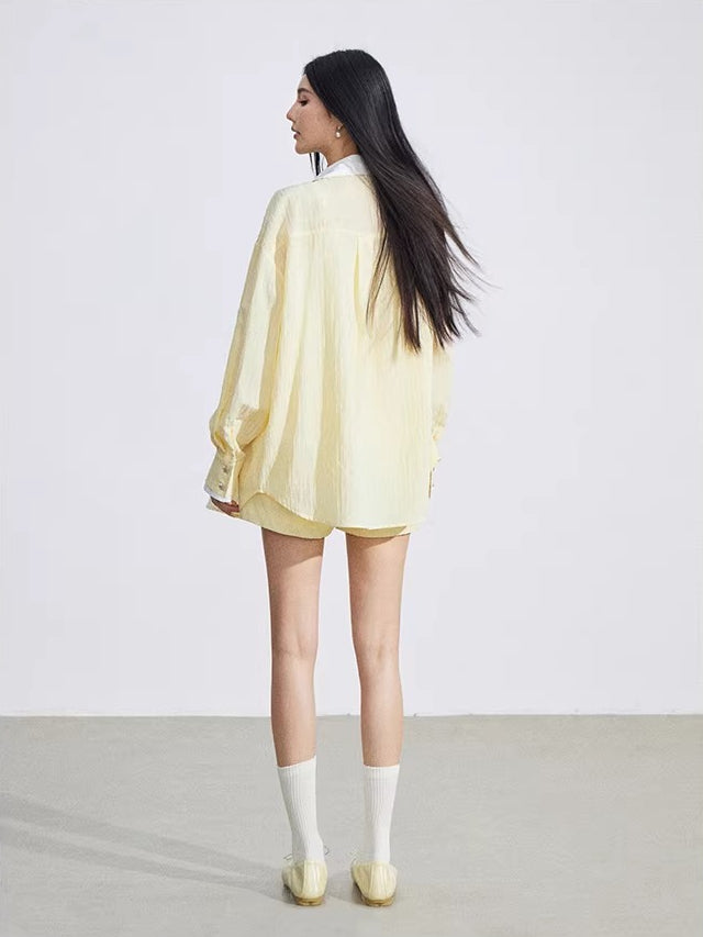 Blue &amp; Yellow Layered Shirt Set