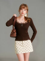 Polka Dot Denim Skirt