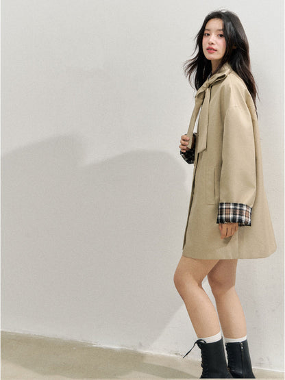 Khaki Bow Trench Coat