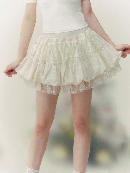 Lace Tiered Mini Skirt