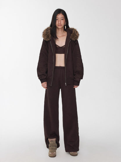 Script Embroidery Hoodie Sweat Set