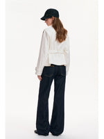 Buttoned Lapel Belted Cropped Trench Coat