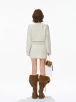 Wool Knit Cardigan & Skirt Set