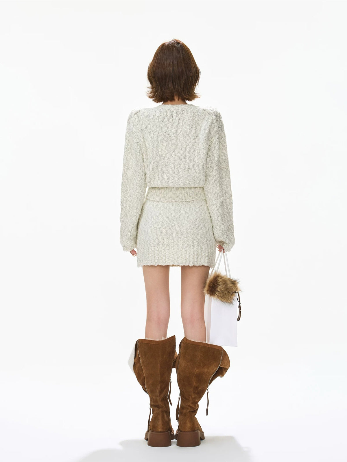 Wool Knit Cardigan &amp; Skirt Set