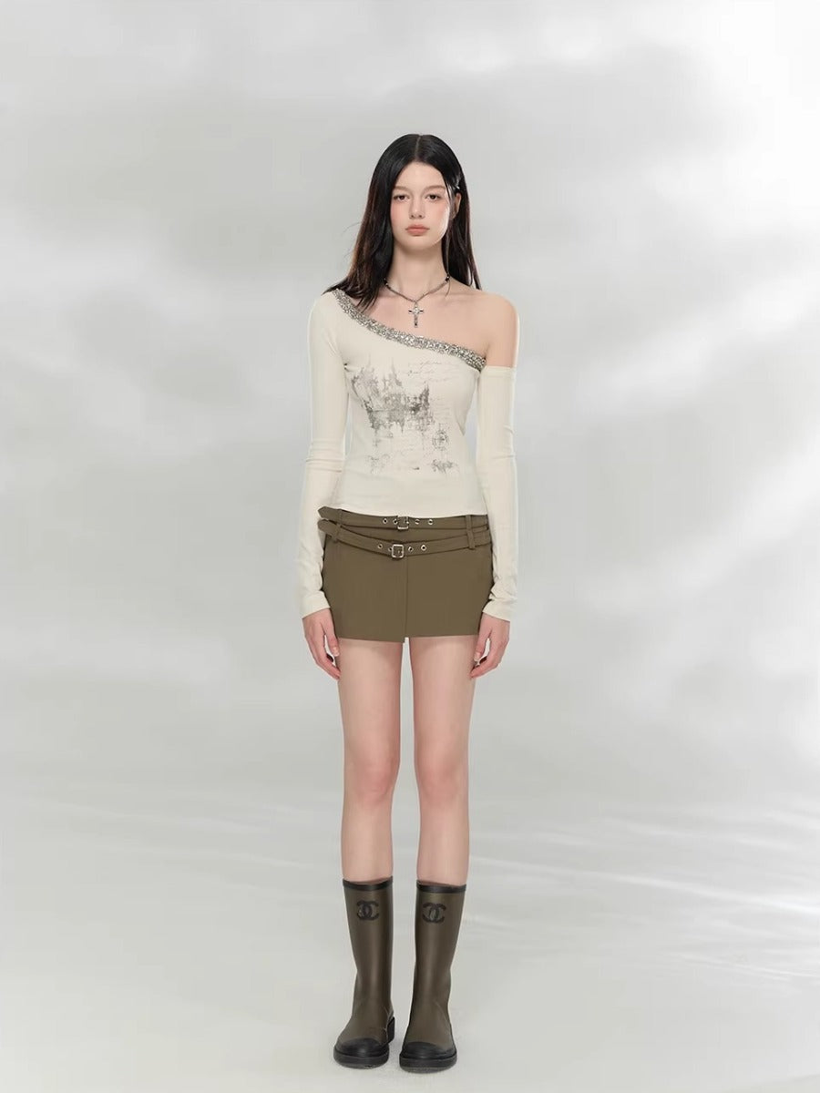 Crystal Asymmetric Print Top