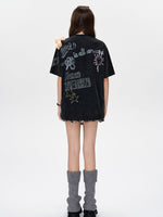 Graffiti Short Sleeve Loose Cotton T-shirt