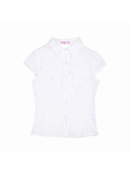 Textured Stripe Slim Short Sleeve Shirt