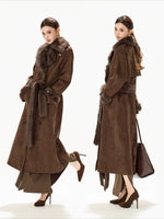 Brown Suede Belted Coat