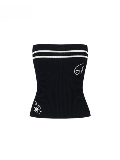 Contrast Color Knitted Bandeau Top &amp; Shorts Set