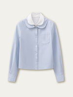 Blue Faux Two-Piece Long Sleeve Shirt