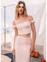 One-shoulder Fishbone Top & Skirt Set