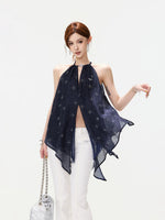 Rhinestone Halter Chiffon Top