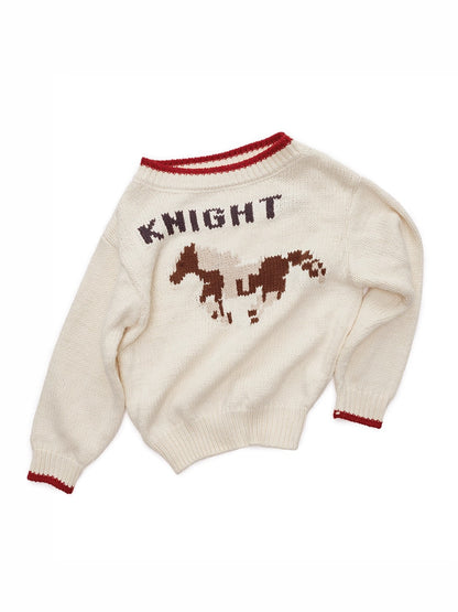 Fair Isle Icelandic Off-Shoulder Chunky Knit Sweater