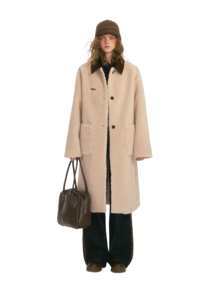Colorblock Collar Sherpa Coat