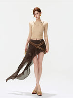 Ruched Mesh Chain Top
