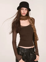 Sheer Mesh Layered Knit Top