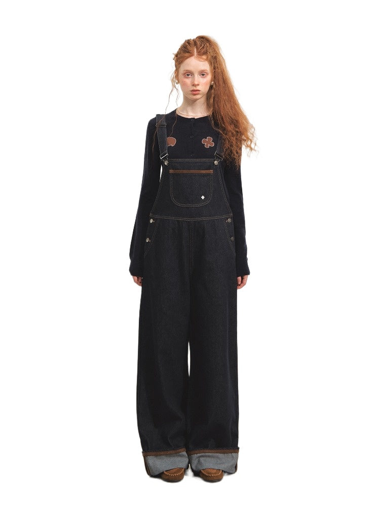 Raw Denim Cuffed Overalls