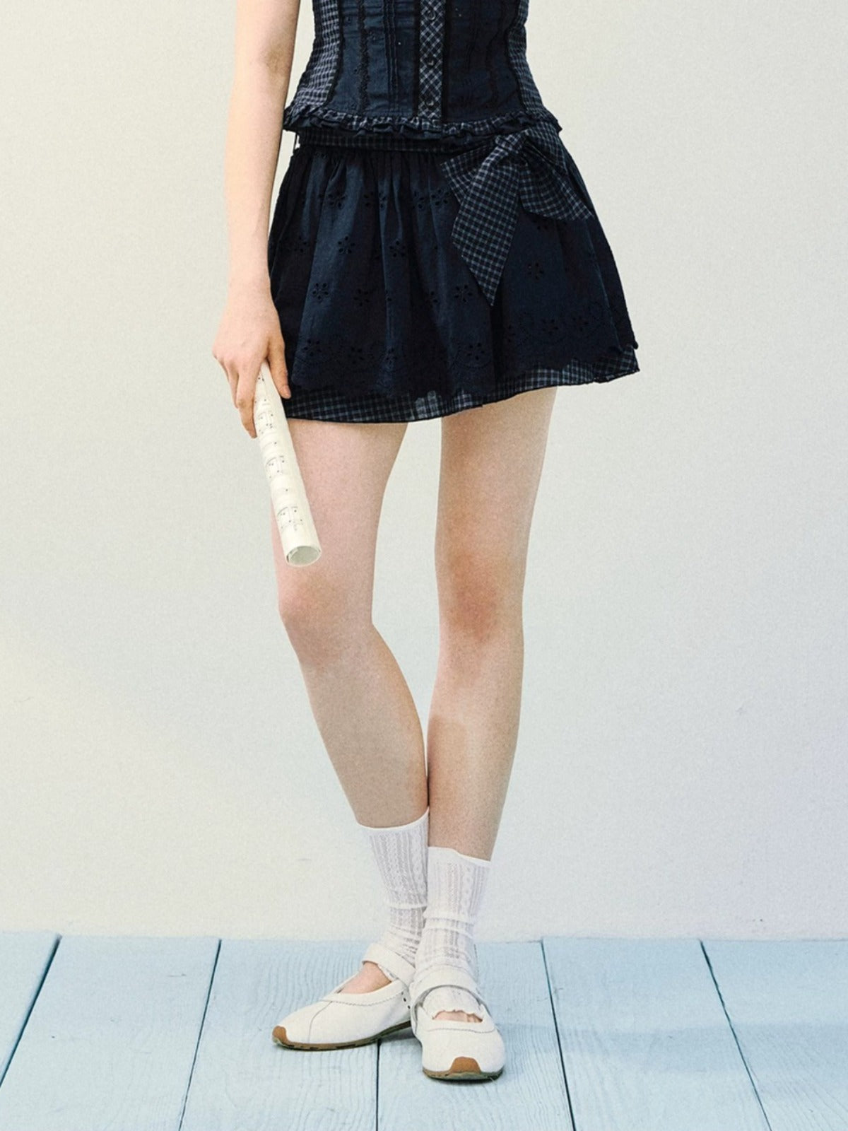 Embroidered Plaid Set