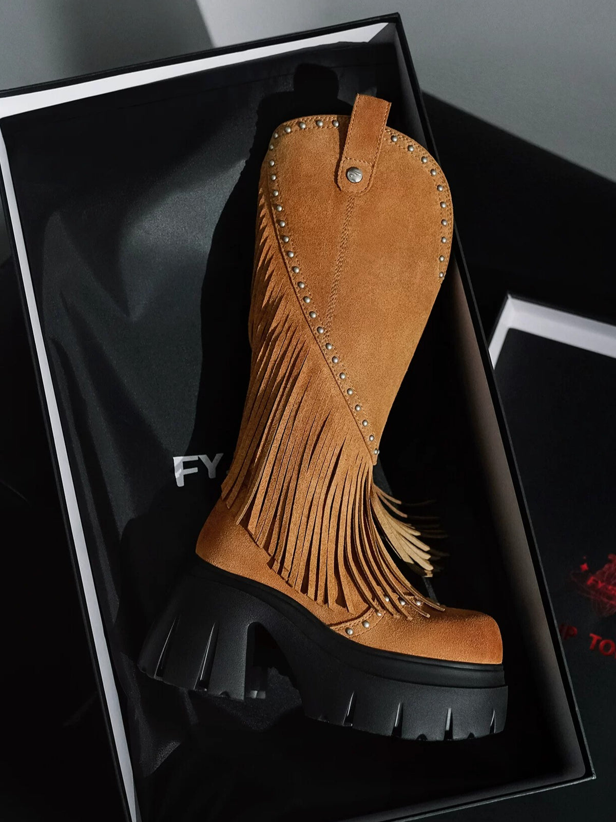 Studded Fringe Cowboy Boots