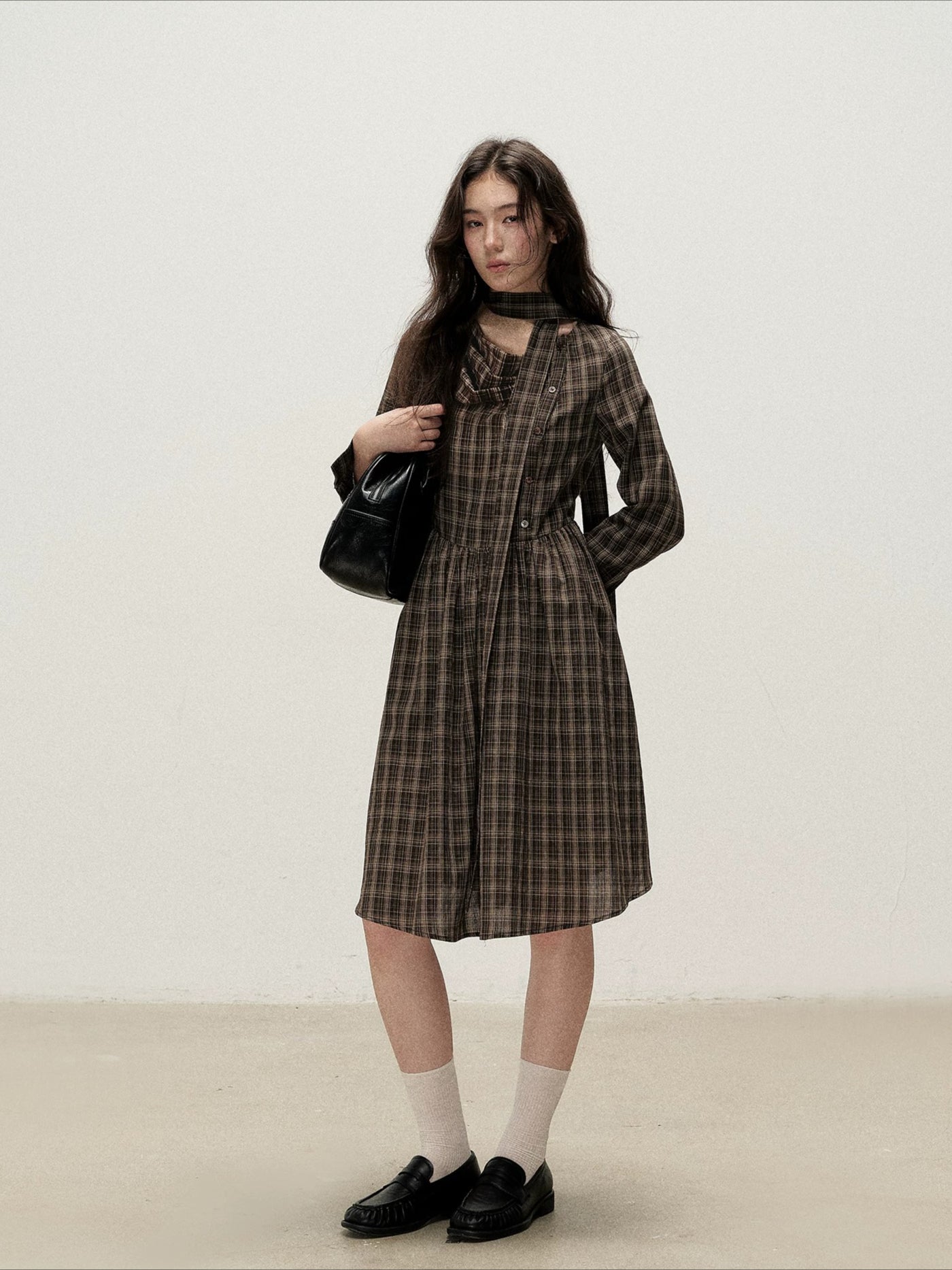 Plaid Cowl Dress