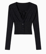 Black & Blue 2-in-1 Short V-neck Sweater