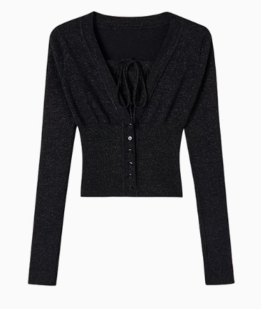 Black &amp; Blue 2-in-1 Short V-neck Sweater