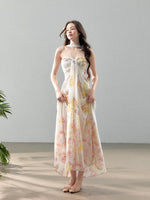 White Floral Halter Maxi Dress
