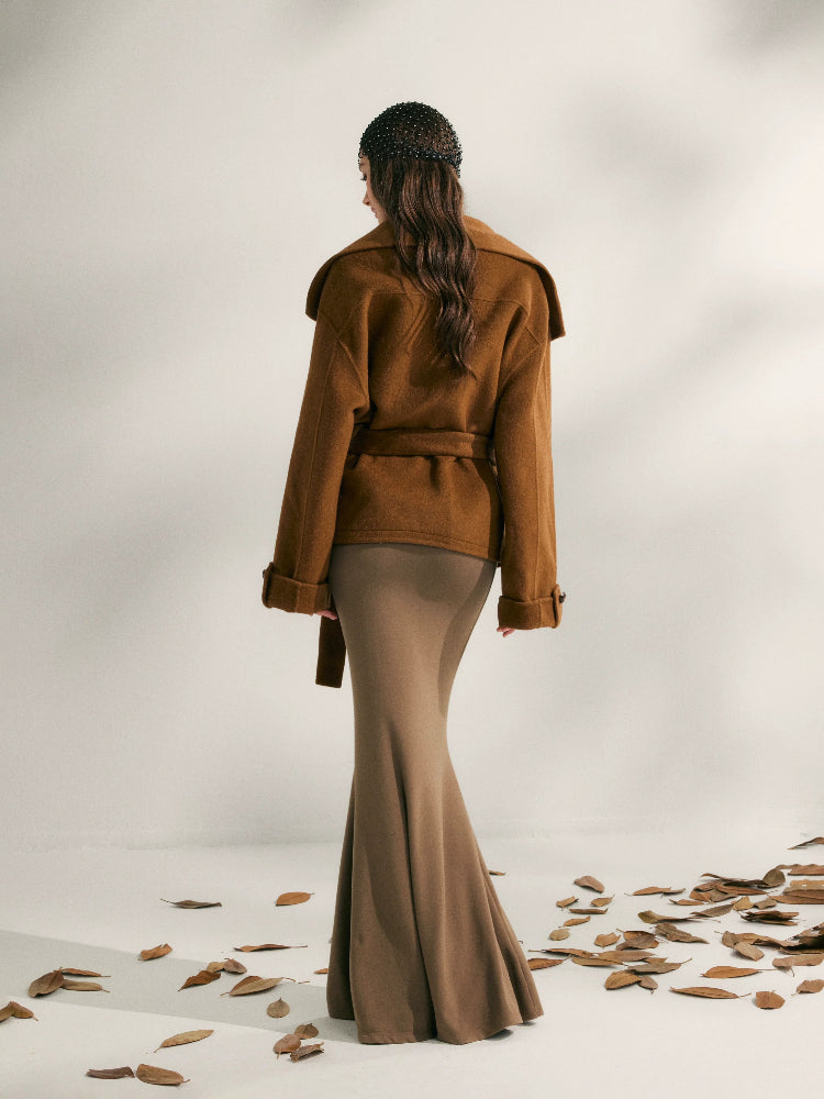 Wool Short Wrap Coat