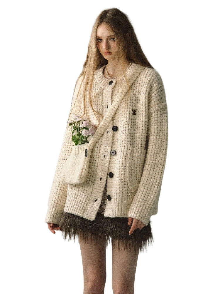 Waffle Weave Knitted Cardigan