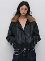 Vintage Leopard Collar PU Jacket