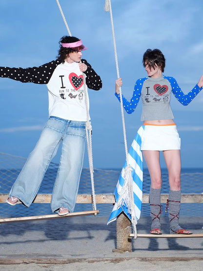 Polka Dot Raglan Long Sleeve Tee